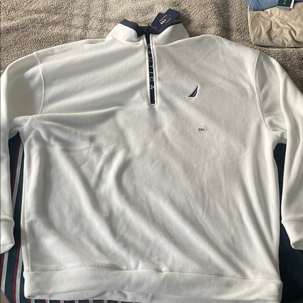 Nautica Men's White Zip-Up Sweater